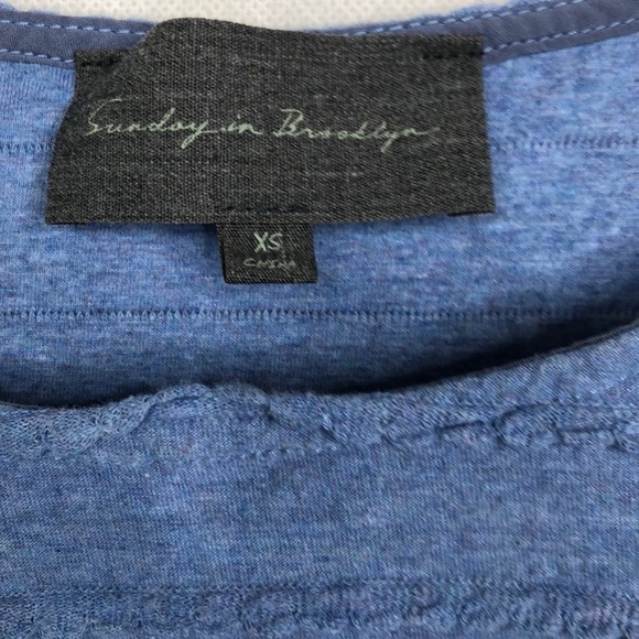 Anthropologie scallop edge front tie T-Shirt top SZ XS - Picture 4 of 5